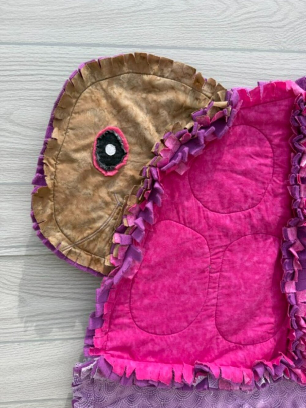 Homemade Small Pink & Purple Turtle Rag Quilt - Picture 2 of 8